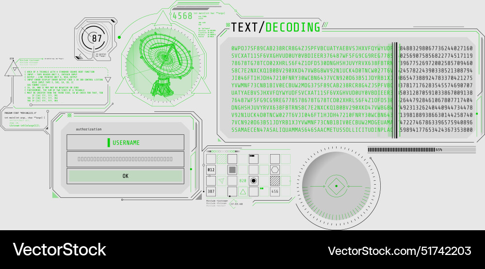 Futuristic hud interface for radio telescope data Futuristic hud interface for radio telescope data vector image
