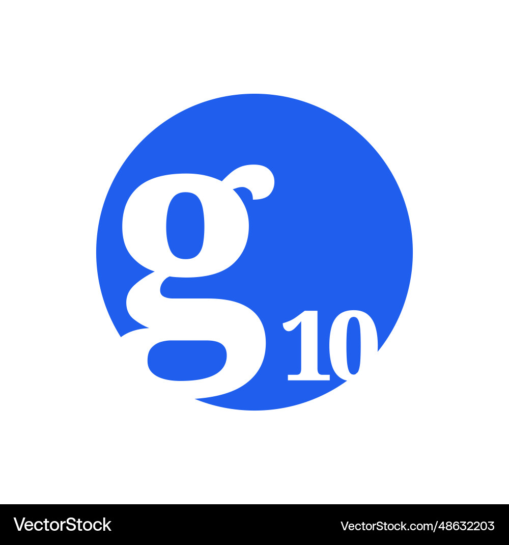 G10 union name initial letter monogram with blue G10 union name initial letter monogram with blue vector image