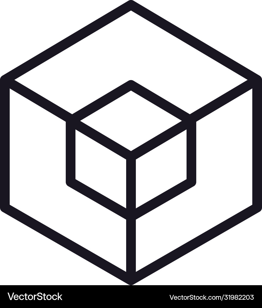 Geometric and abstract 3d cube line style icon Geometric and abstract 3d cube line style icon vector image