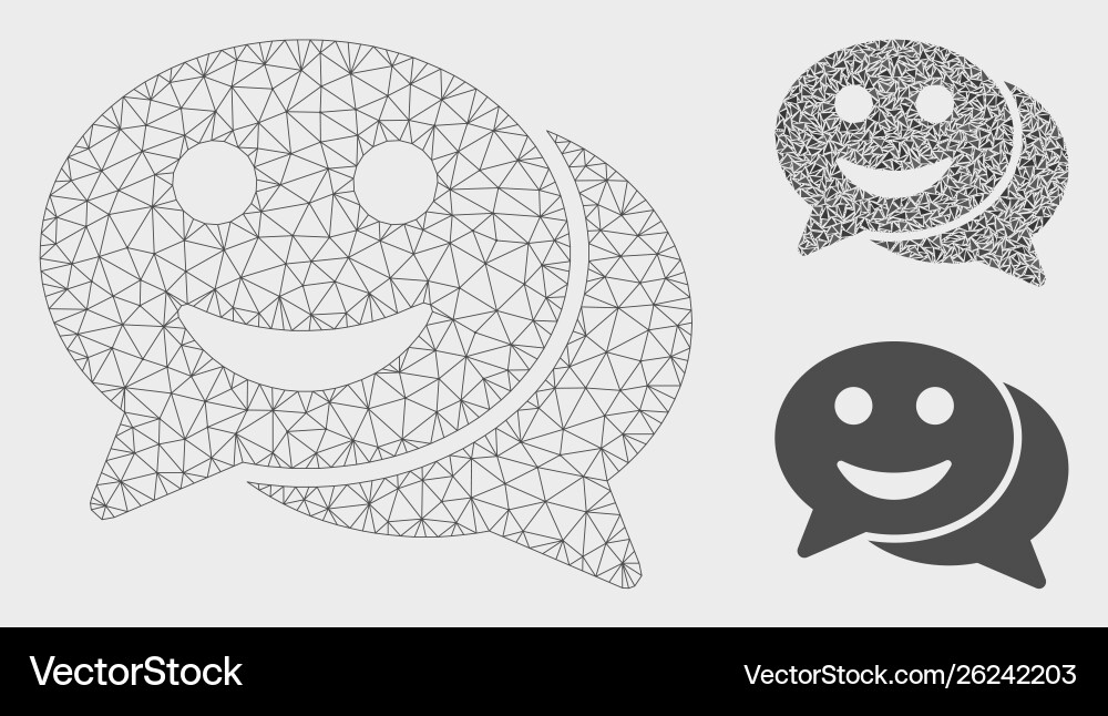 Happy chat mesh network model and triangle Happy chat mesh network model and triangle vector image