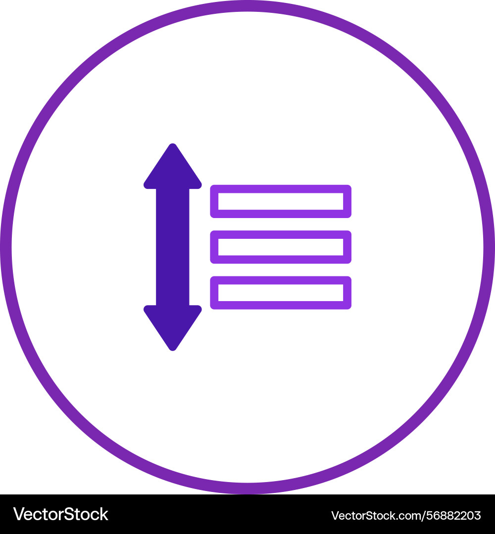 Icon sorting or arranging content vertically Icon sorting or arranging content vertically vector image