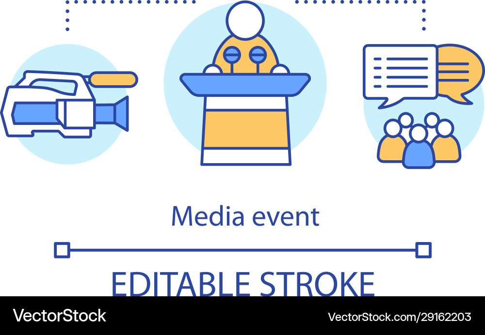 Medienereignis Konzept Ikone Organisation Idee dünn Medienereignis Konzept Ikone Organisation Idee dünn vektorbild