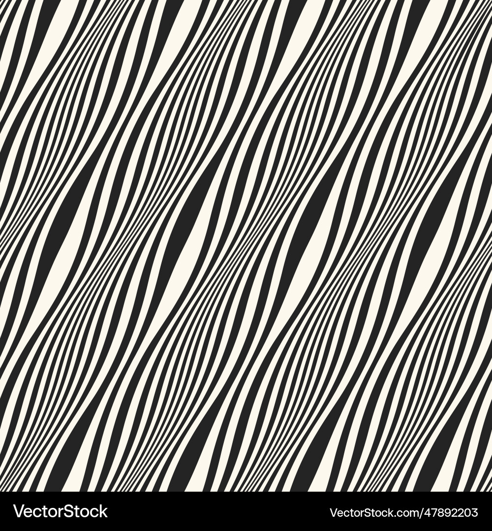 Monochrome curved diagonal striped pattern vector image