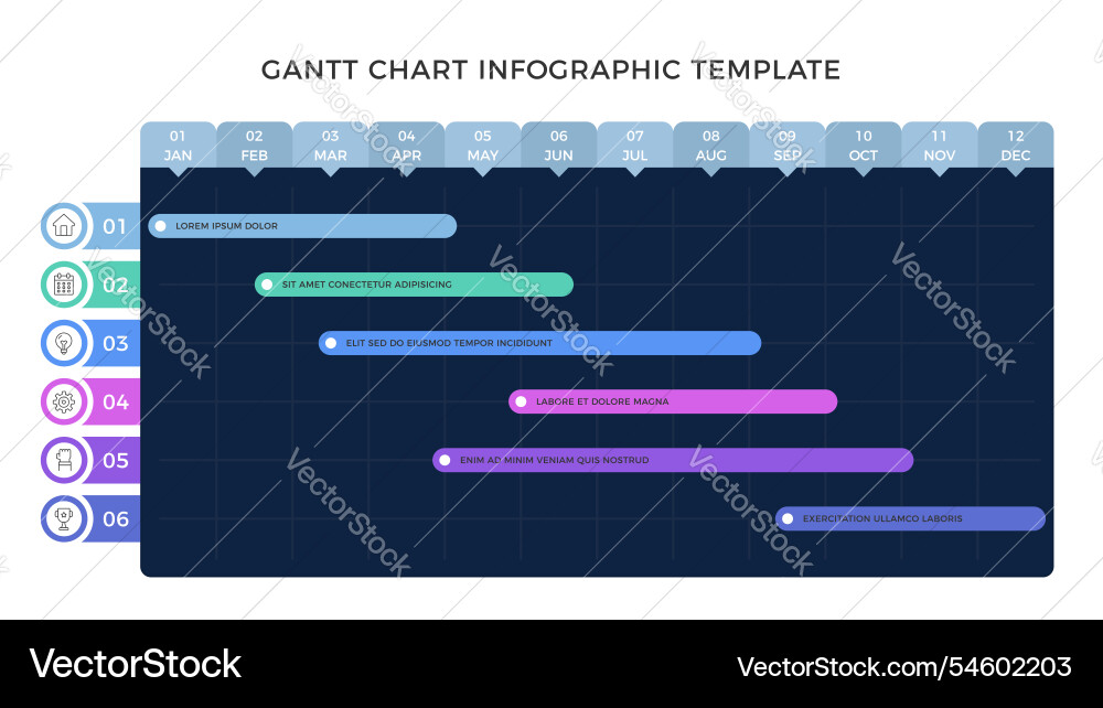 Project Timeline Gantt Chart Vector Image