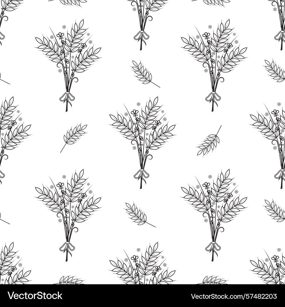 Seamless pattern with wheat contour drawing Vector Image