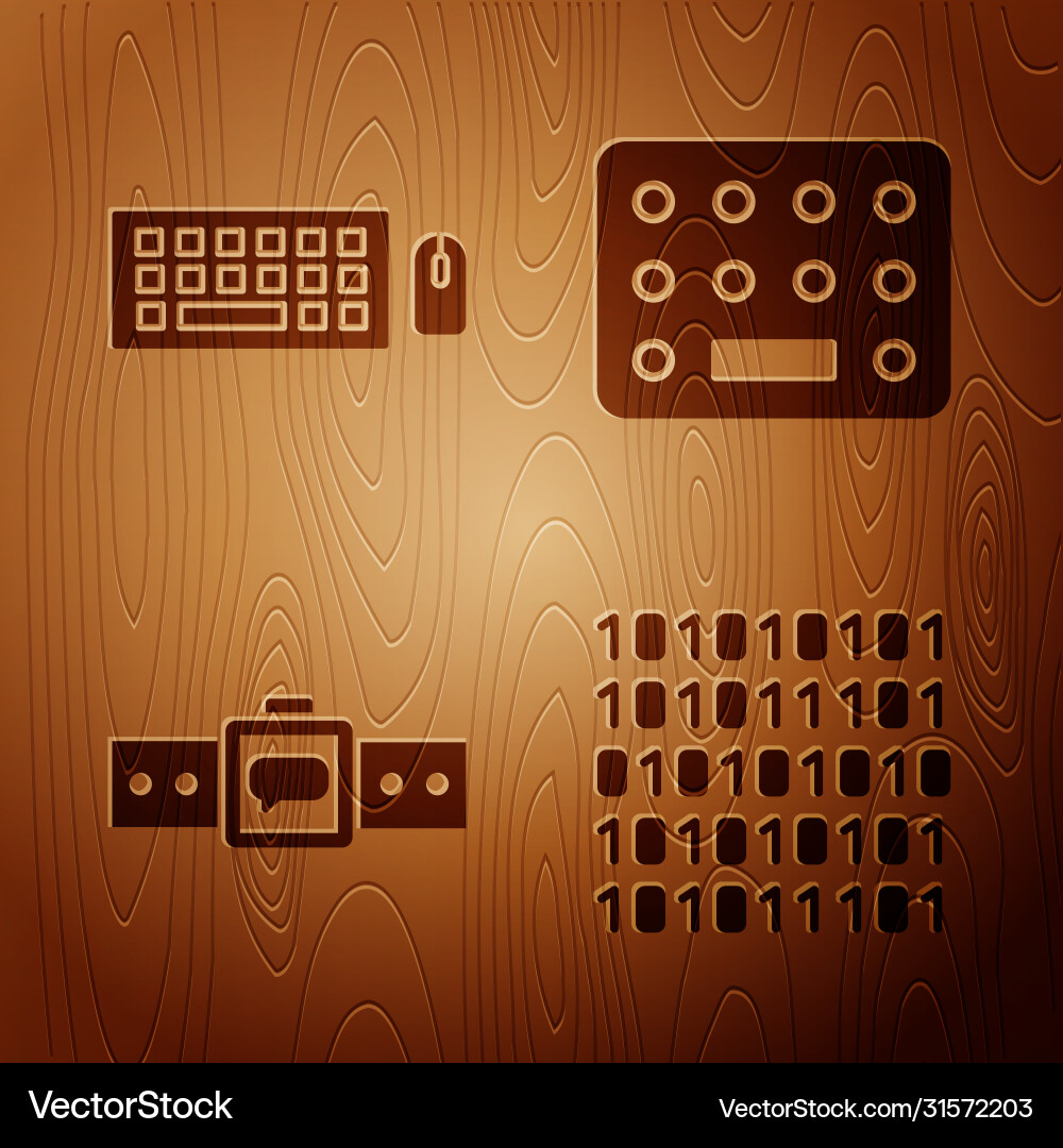 Set binary code keyboard and mouse smartwatch Set binary code keyboard and mouse smartwatch vector image