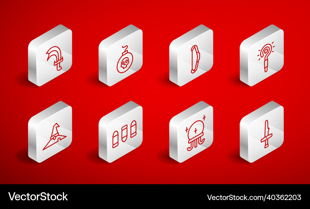 Set line dagger bomb ready to explode medieval vector image