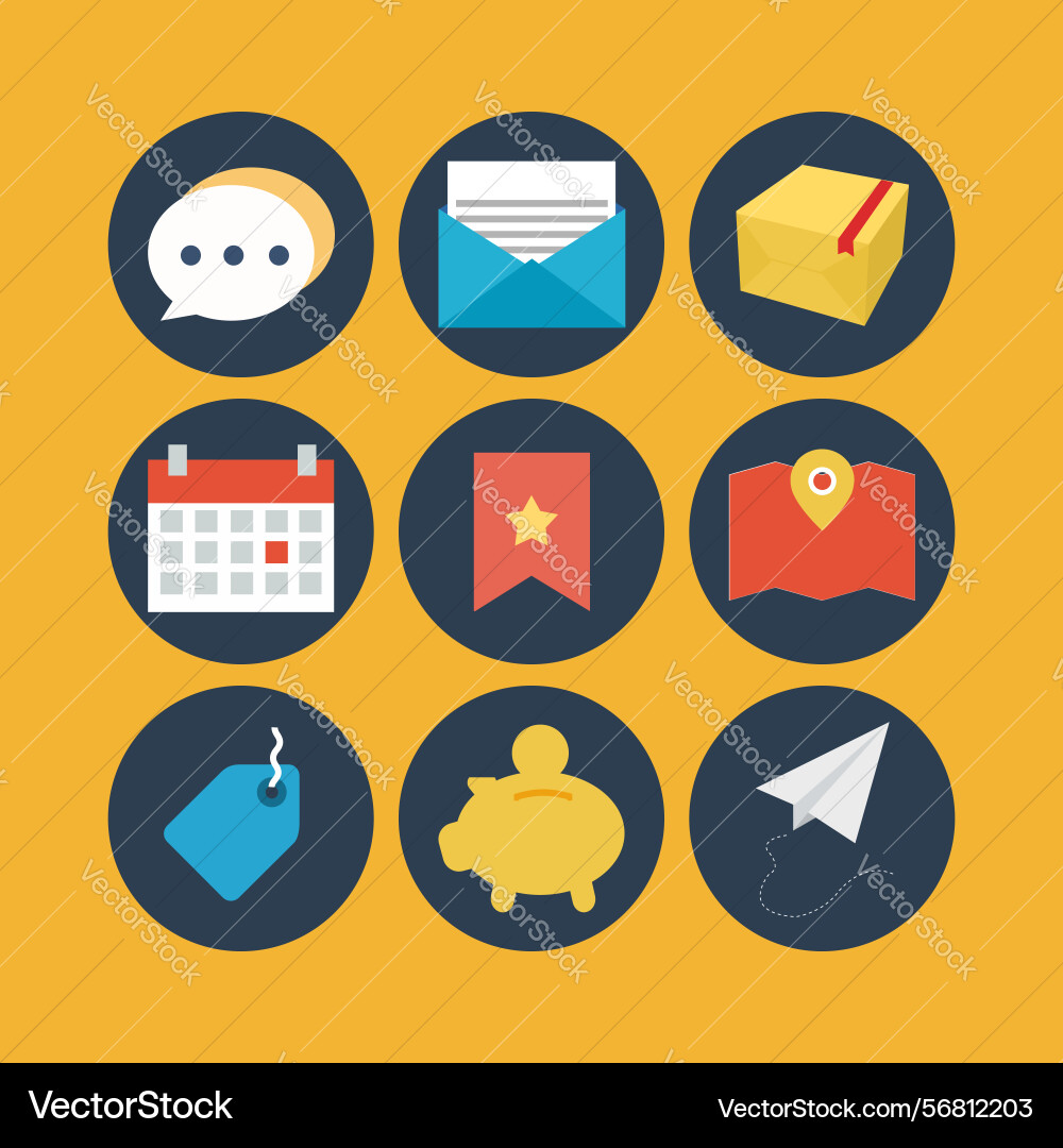 Set of flat design icons for web and mobile Set of flat design icons for web and mobile vector image