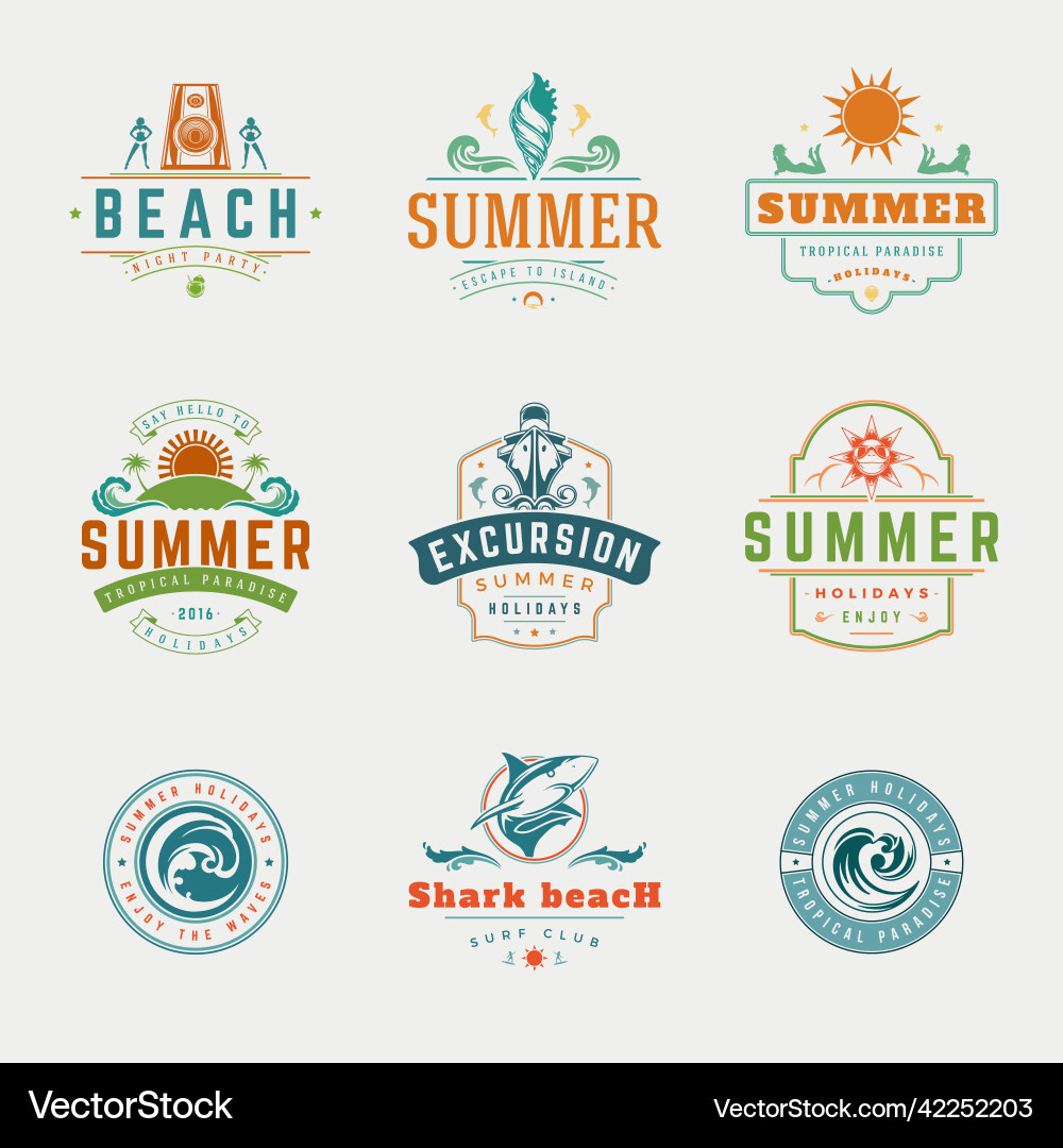 Summer holidays labels or badges retro typography Summer holidays labels or badges retro typography vector image