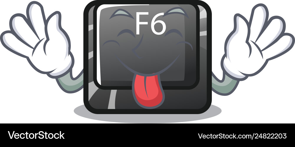Tongue out f6 button installed on character Tongue out f6 button installed on character Vector Image
