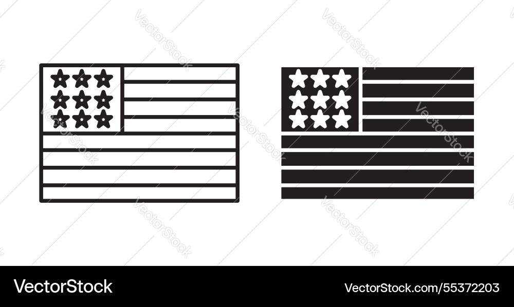 Usa flag icon set in thin line for web Vector Image