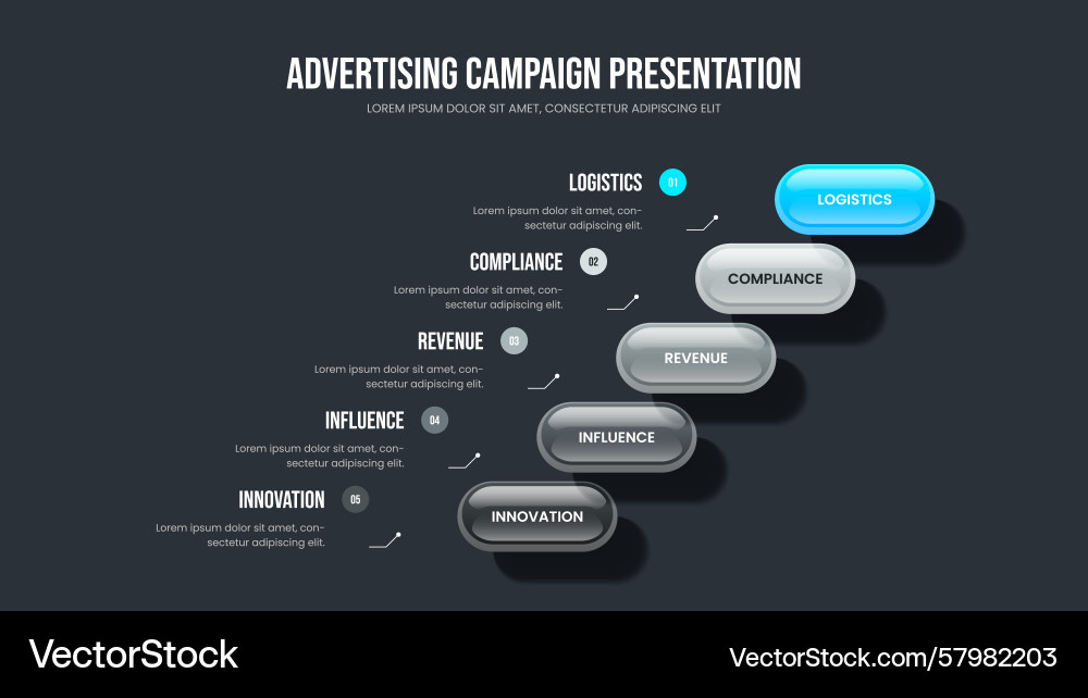 Visual report slide design product profile 5 Vector Image