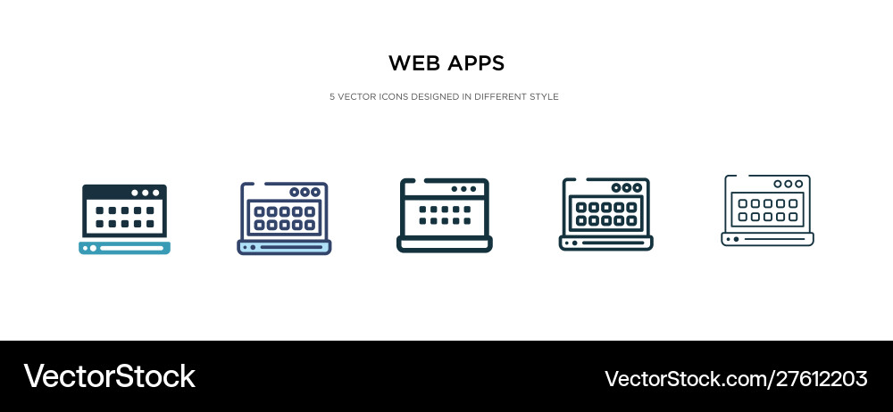 Web apps icon in different style two colored vector image