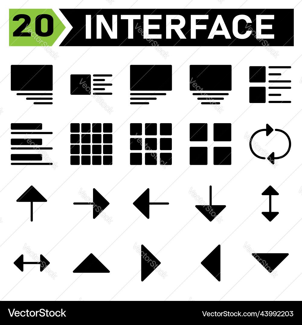 Web interface icon set include media right layout vector image