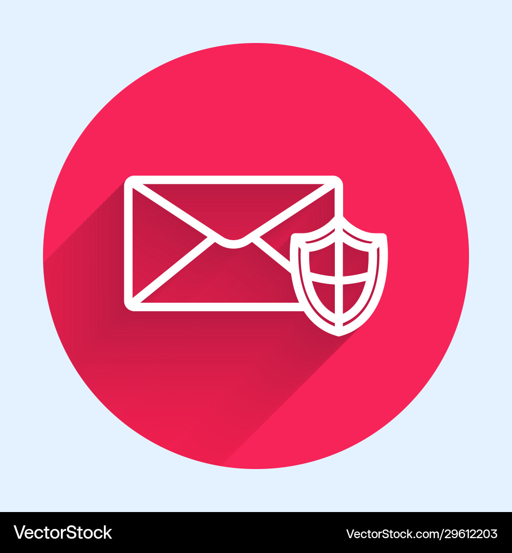 White line envelope with shield icon isolated White line envelope with shield icon isolated vector image