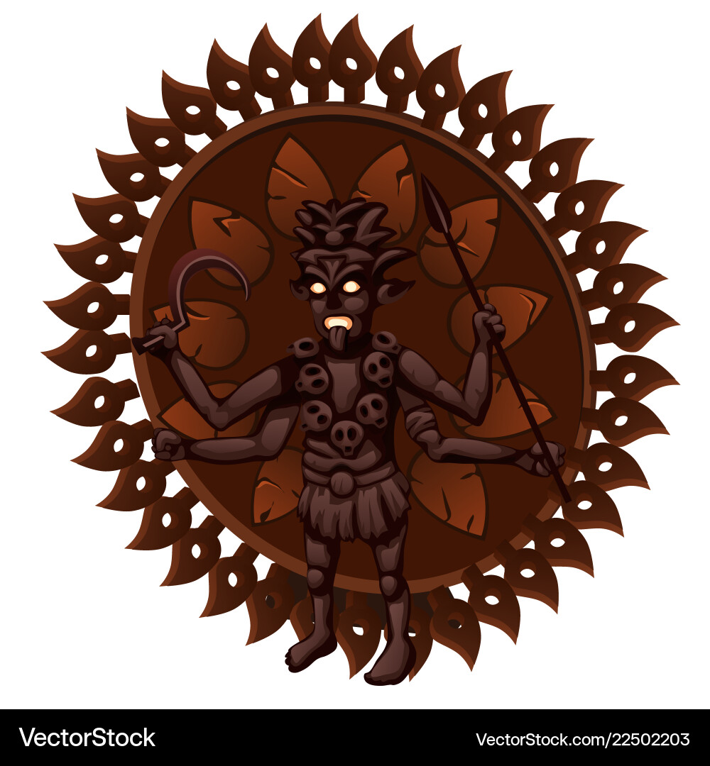 Wooden figurine with the indian hindu goddess kali Wooden figurine with the indian hindu goddess kali vector image