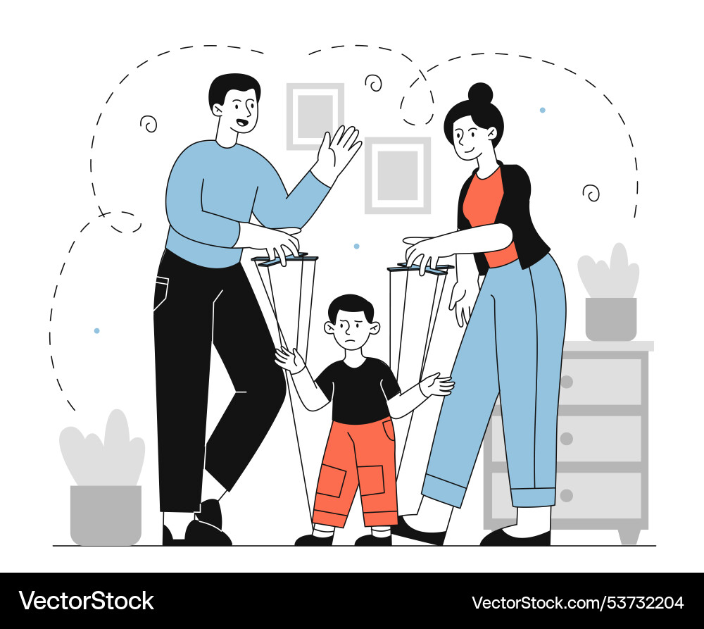 Abusive Parenting: Control & Manipulation Vector Image