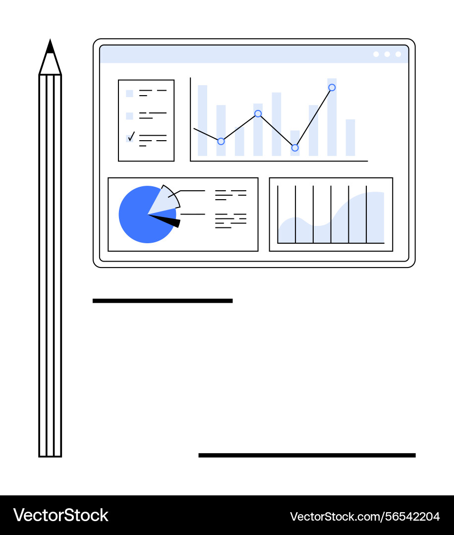 Data dashboard with charts graphs and reports Data dashboard with charts graphs and reports vector image