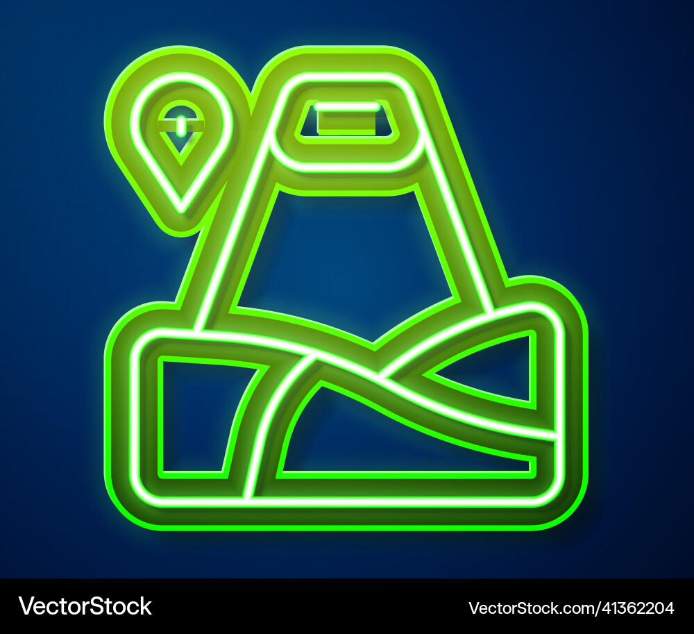 Glowing neon line map pointer with mountain icon Glowing neon line map pointer with mountain icon vector image