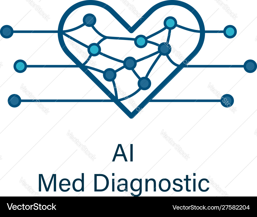Heart icon with ai neural network inside Heart icon with ai neural network inside vector image