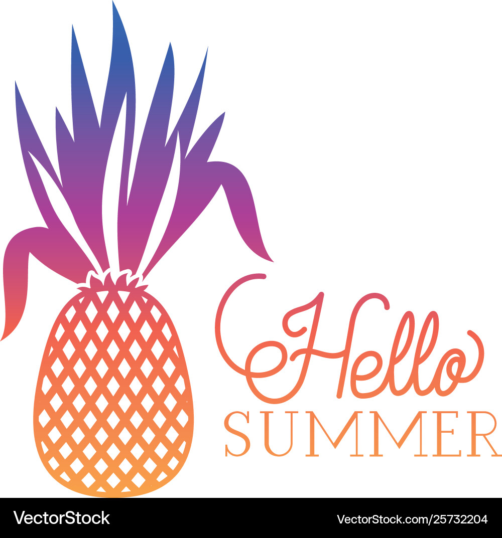 Hello summer label with colorful image Vector Image