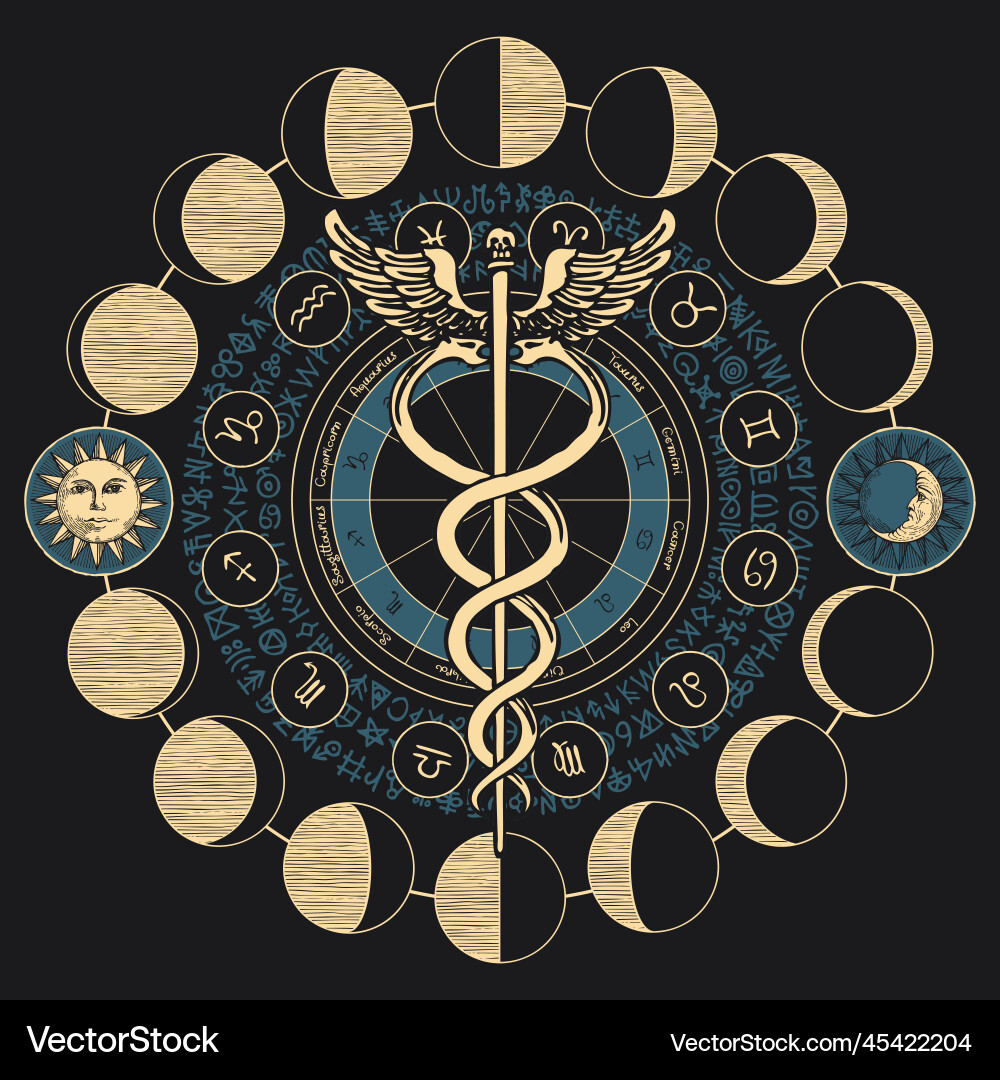 Hermes Caduceus - Mythic Symbol Vector Image