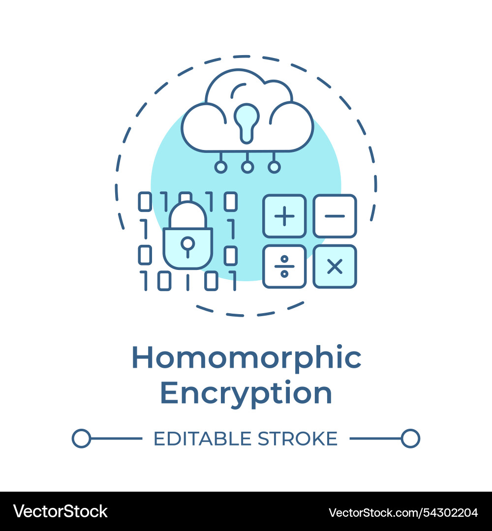 Homomorphic encryption soft blue concept icon Homomorphic encryption soft blue concept icon vector image