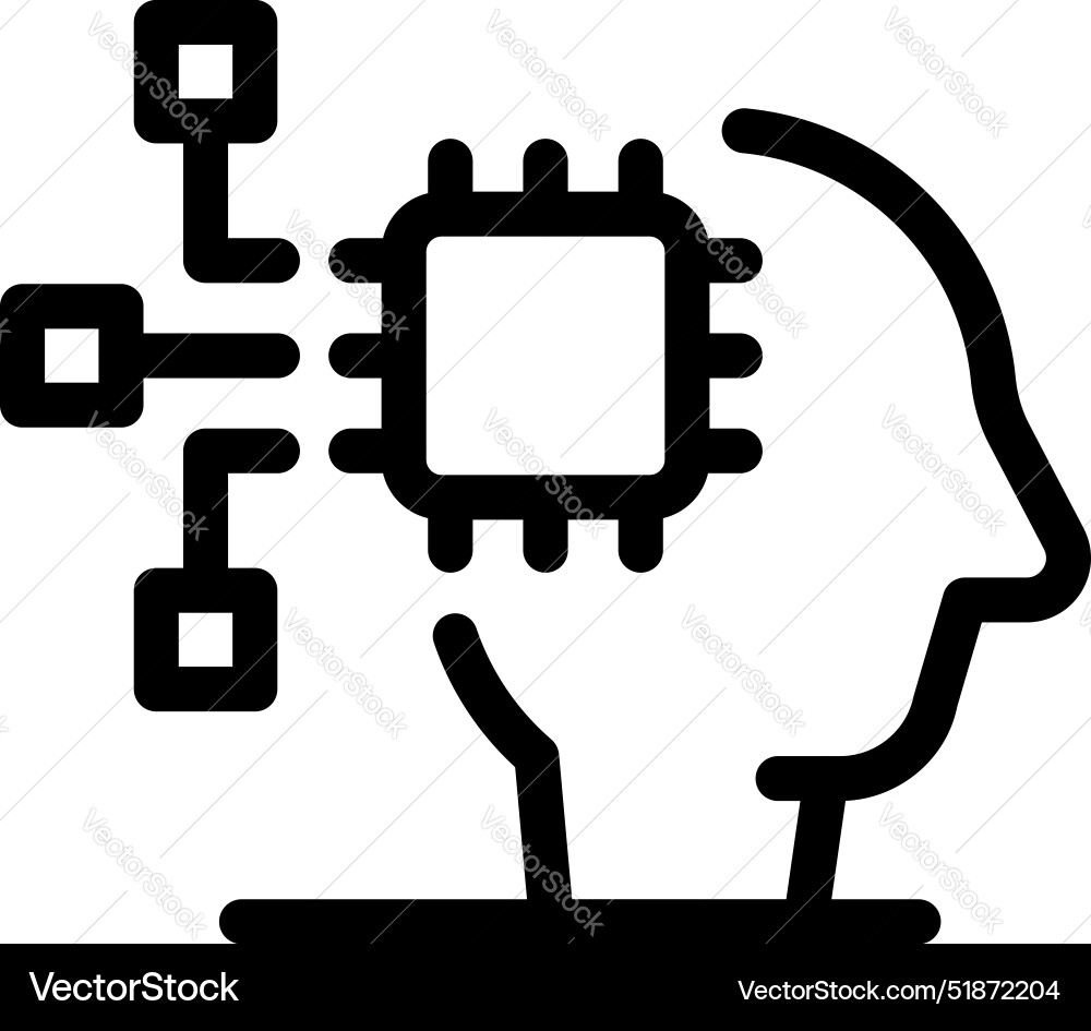 Human head with cpu receiving data from network vector image