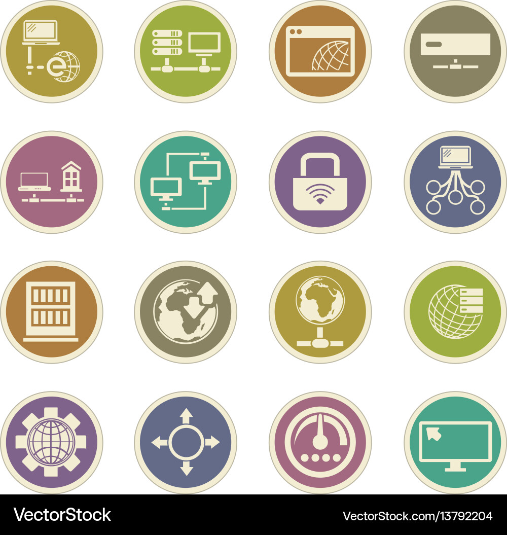 Internet server network icons set vector image