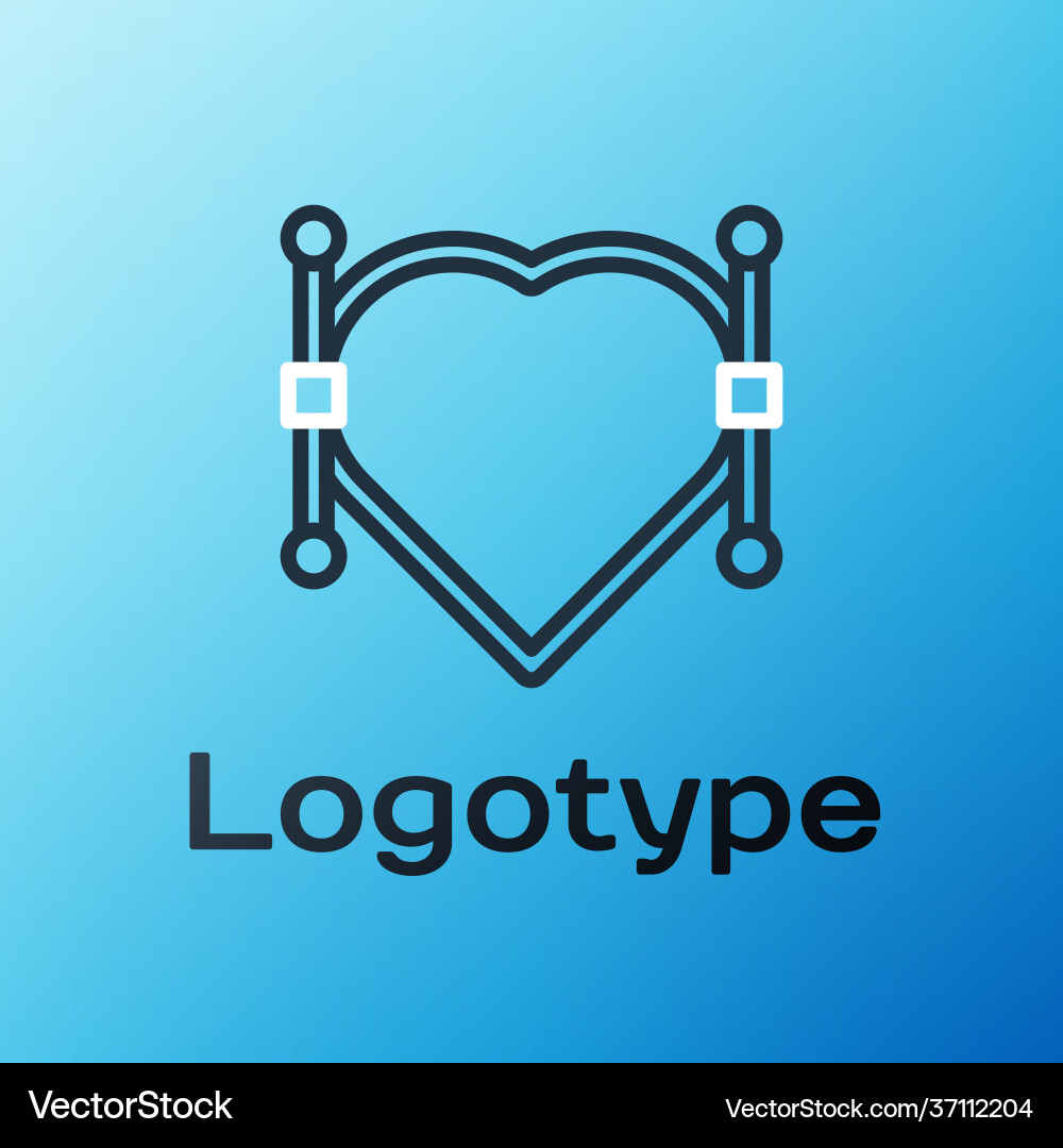 Line heart with bezier curve icon isolated on blue vector image