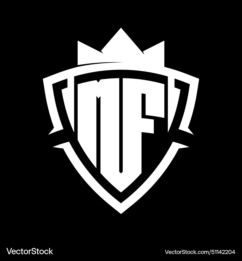 Mf letter monogram with triangle curve shield Vector Image