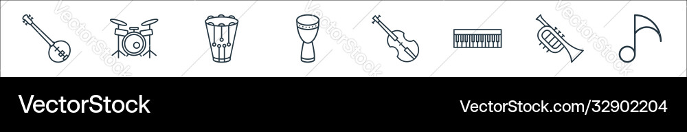 Music instruments line icons linear set quality vector image