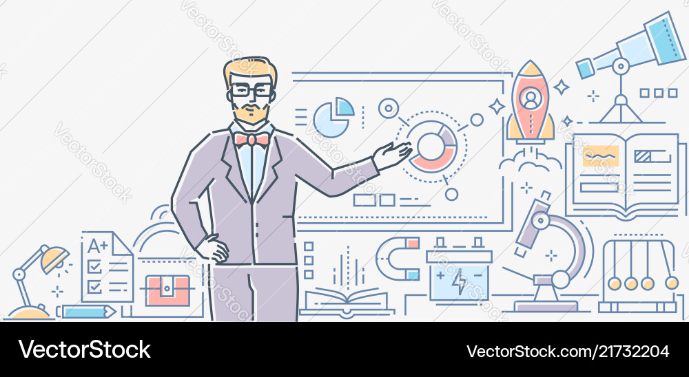 Physics lesson - colorful line design style Physics lesson - colorful line design style vector image