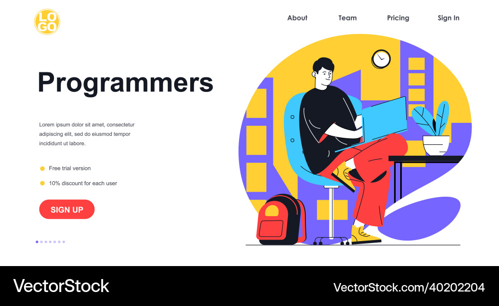 Programmers working web banner concept Programmers working web banner concept vector image