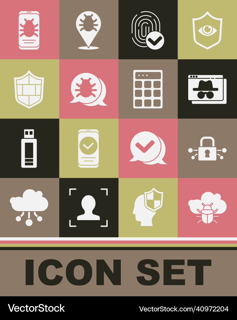 Set system bug on a cloud cyber security browser Set system bug on a cloud cyber security browser Vector Image