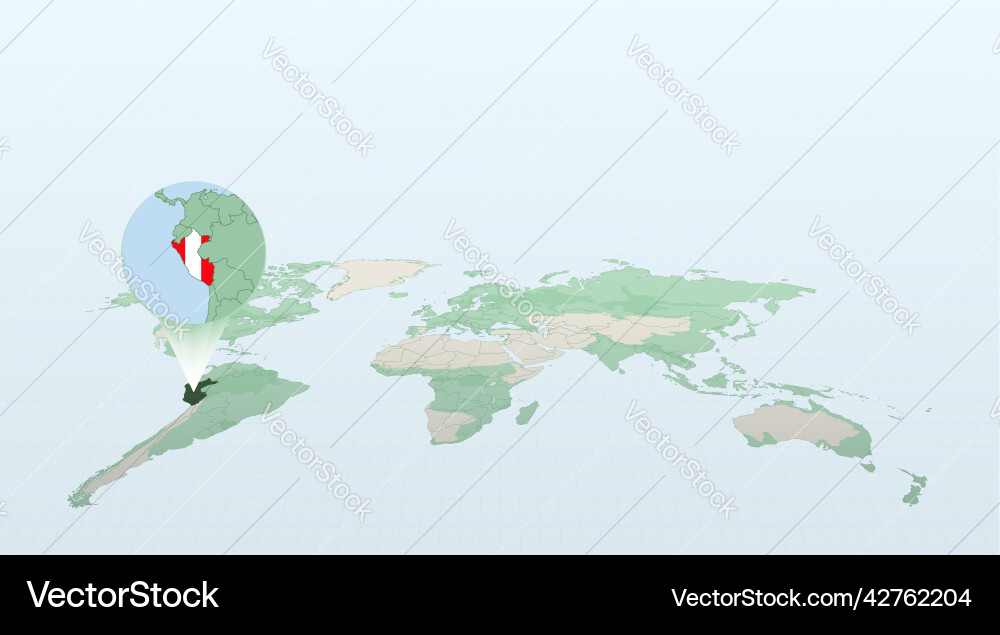 World map in perspective showing the location vector image