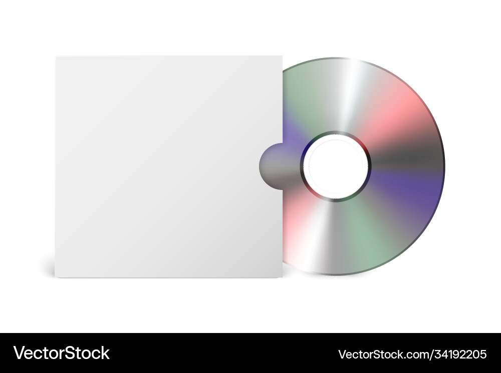 3d realistic cd dvd with paper cover case 3d realistic cd dvd with paper cover case vector image
