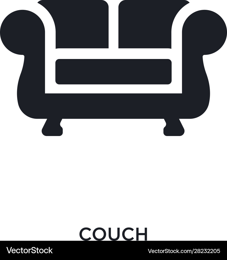 Black couch isolated icon simple element from Vector Image