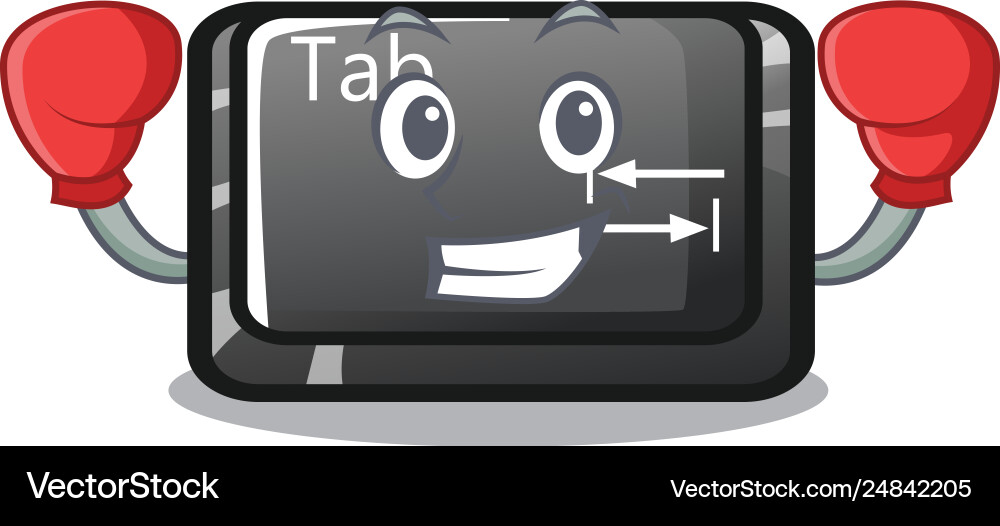 Boxing tab button installed on computer character Boxing tab button installed on computer character vector image