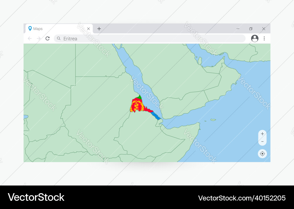 Browserfenster mit der Karte von eritrea search vektorbild