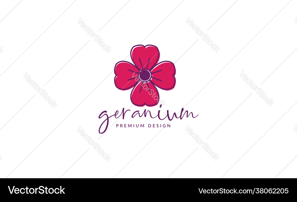 Bunte Geranienpflanze Blume Gartenlogo Bunte Geranienpflanze Blume Gartenlogo vektorbild