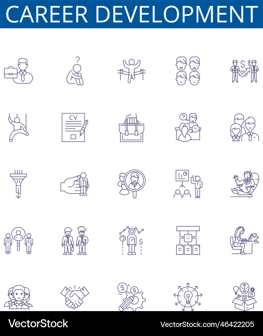 Career development line icons signs set design Vector Image