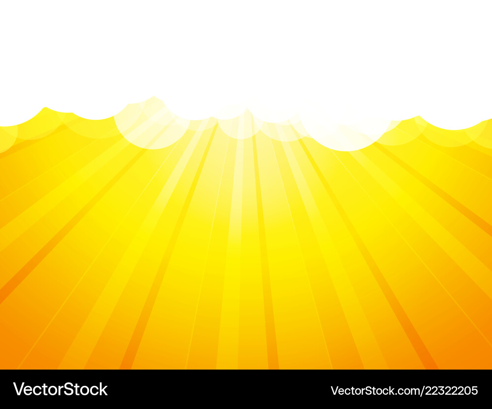 Clouds with rays yellow background Vector Image