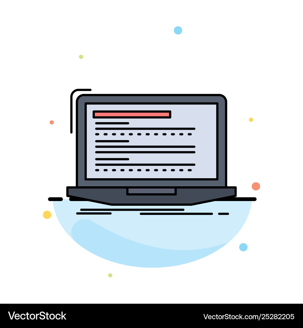 Code coding computer monoblock laptop flat color Code coding computer monoblock laptop flat color vector image