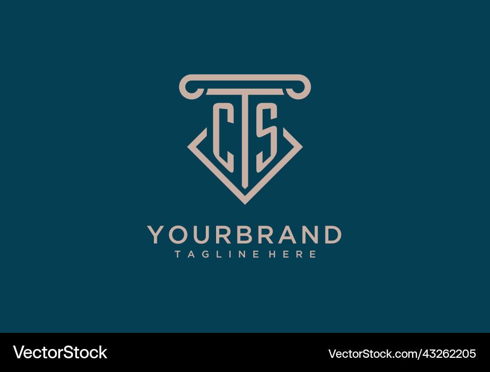 Cs initial with pillar icon design clean vector image