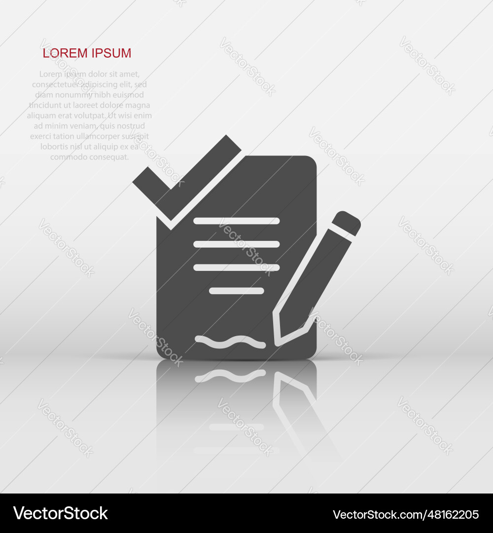 Document checklist icon in flat style report Document checklist icon in flat style report Vector Image