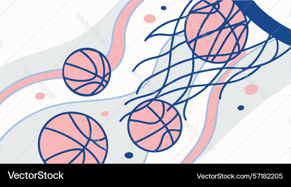 Dynamic basketball net with multiple balls vector image