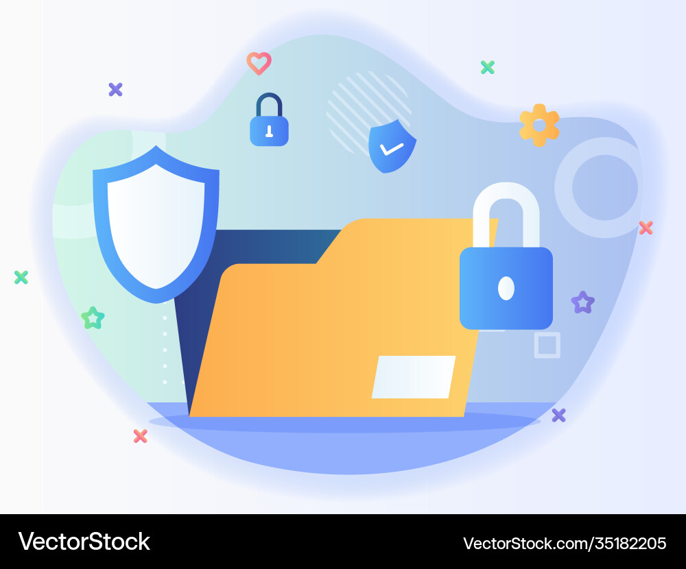 Files data protection concept folder padlock Files data protection concept folder padlock vector image