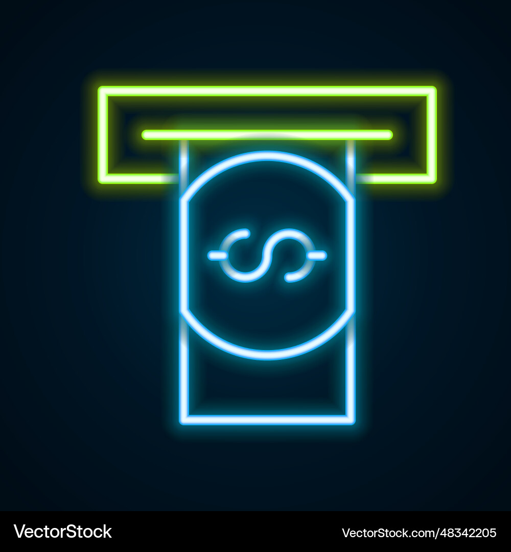 Glowing neon line atm - automated teller machine Glowing neon line atm - automated teller machine vector image