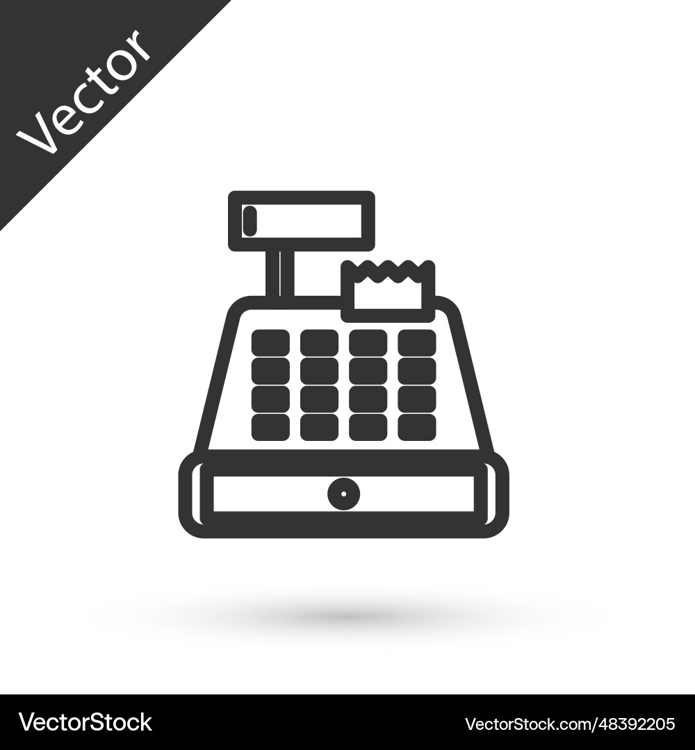 Grey line cash register machine with a check icon Grey line cash register machine with a check icon vector image